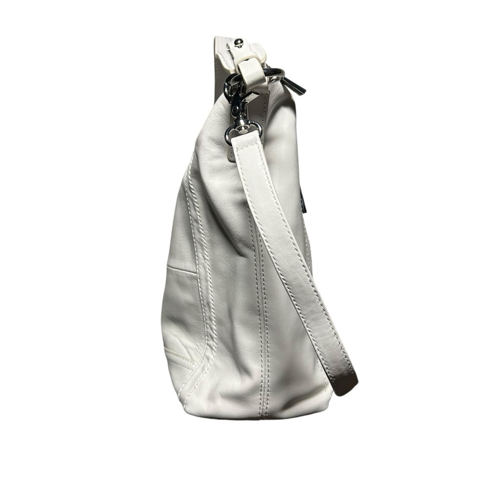 Frye Lena Zip Leather Hobo Bag White Crossbody Shoulder Purse Minimalist - Picture 4 of 16